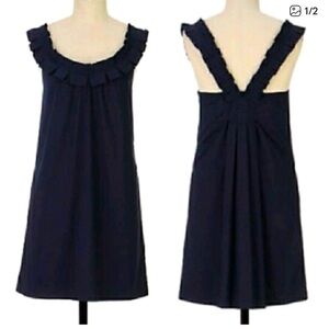 Anthropology Fei Carambola Pleated Collar Navy Blue Dress Women’s Size 4 summer